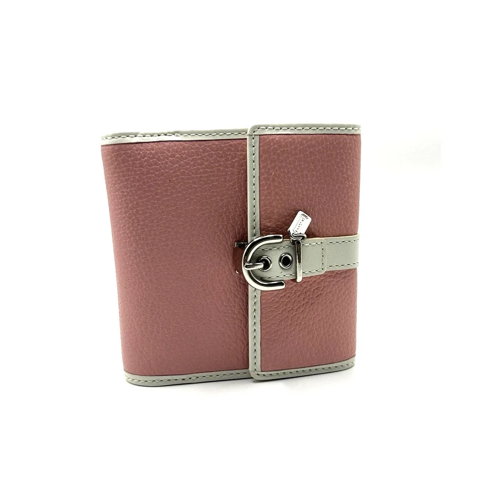 Coach Pink and White leather Buckle Charm Soho mini Bifold Wallet Y2k Deadstock